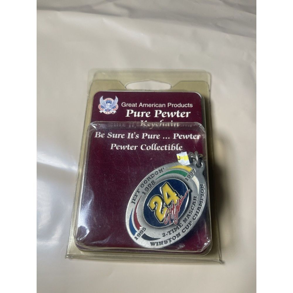 Jeff Gordon (1995,1997,1998) Pure‎ Pewter Keychain Winston Cup Champion #24 NIB